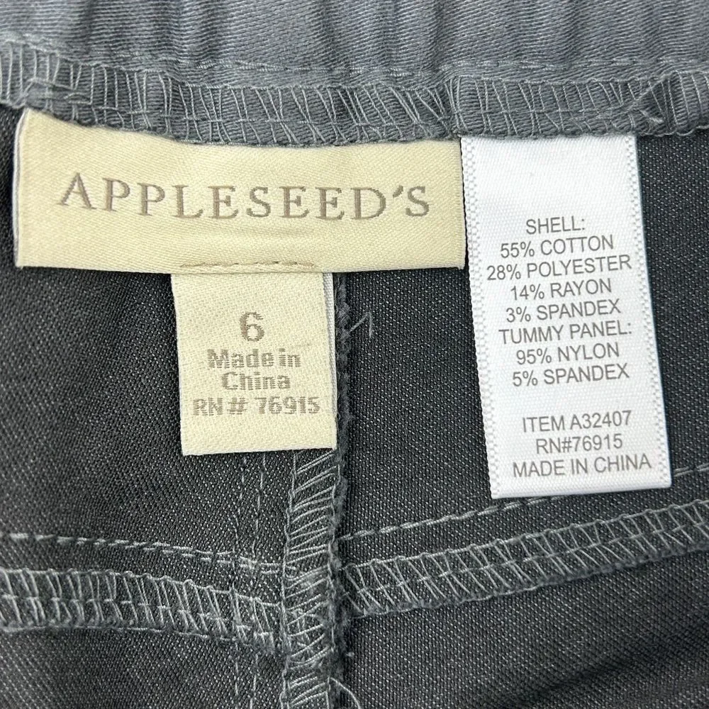 Appleseed's Gray Elastic Waist Tummy Control Denim Jeans Pants Size 6 NEW
